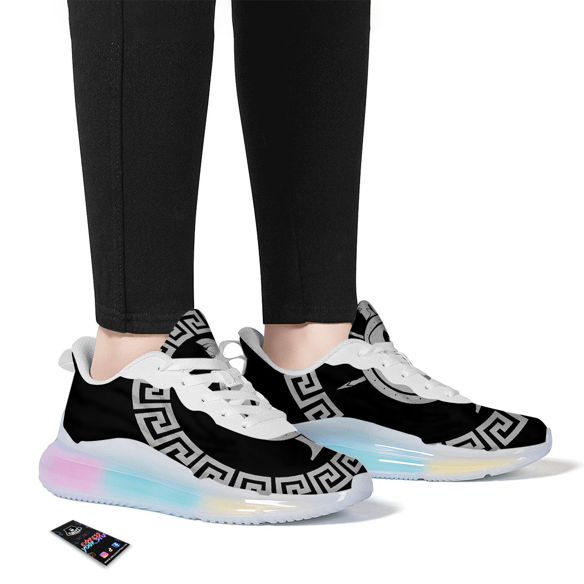 Spartan Warrior White And Black Print Running Sneakers-grizzshop