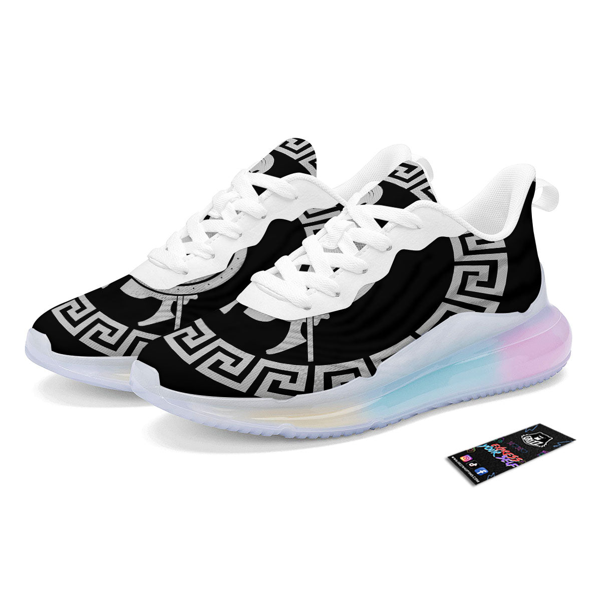 Spartan Warrior White And Black Print Running Sneakers-grizzshop
