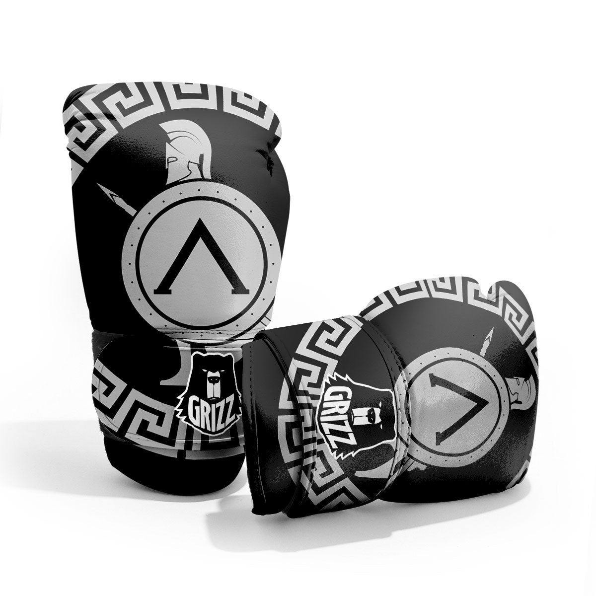 Spartan Warrior White And Black Print Pro Boxing Glove