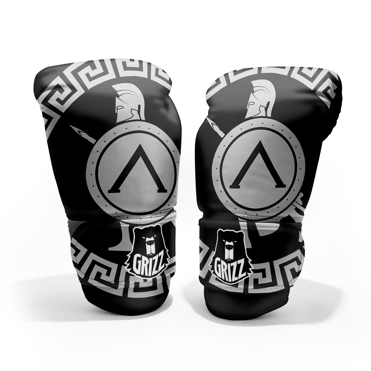 Spartan Warrior White And Black Print Pro Boxing Glove