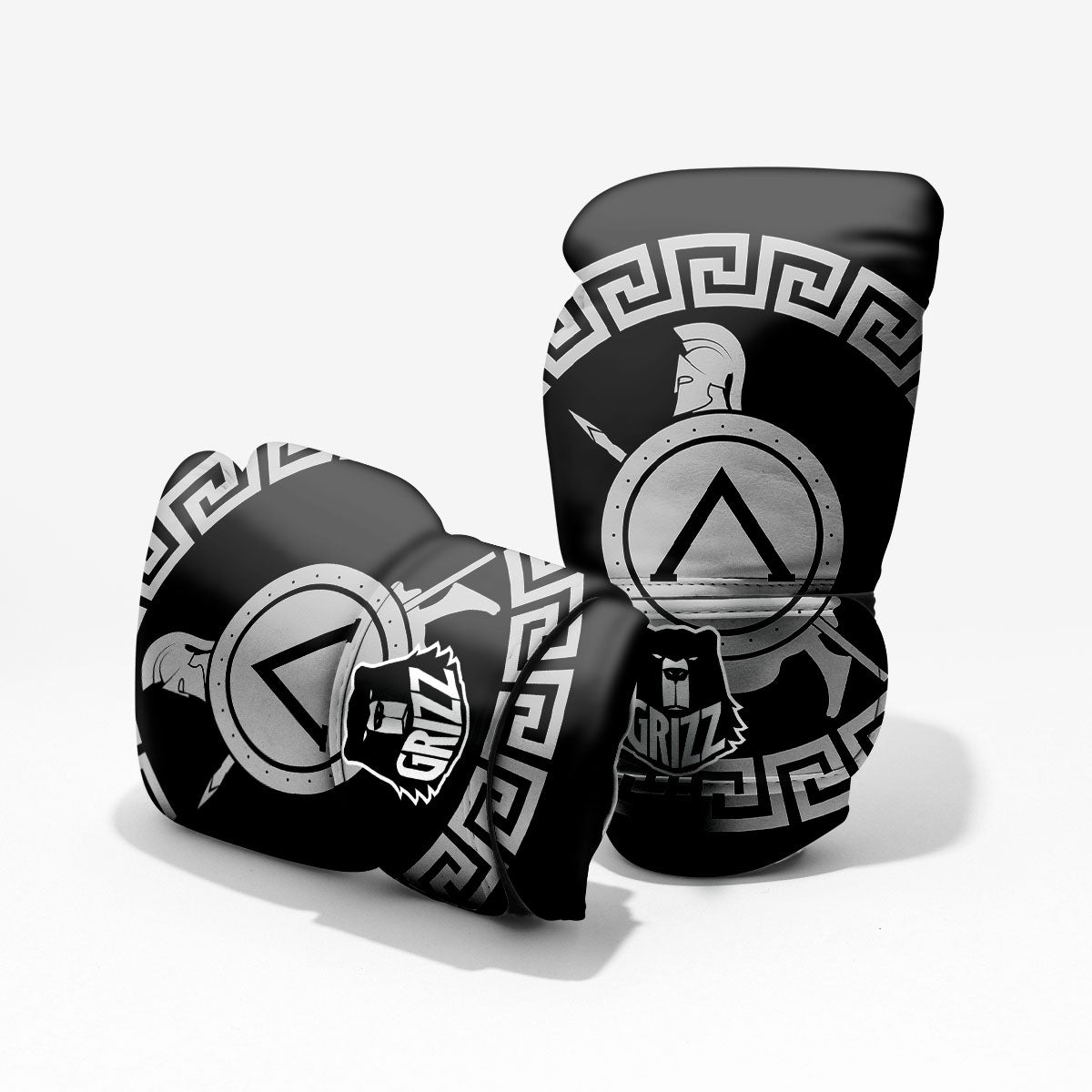 Spartan Warrior White And Black Print Pro Boxing Glove