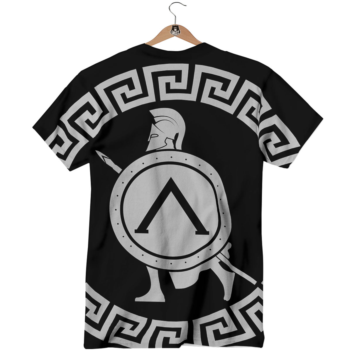 Spartan Warrior White And Black Print T-Shirt-grizzshop