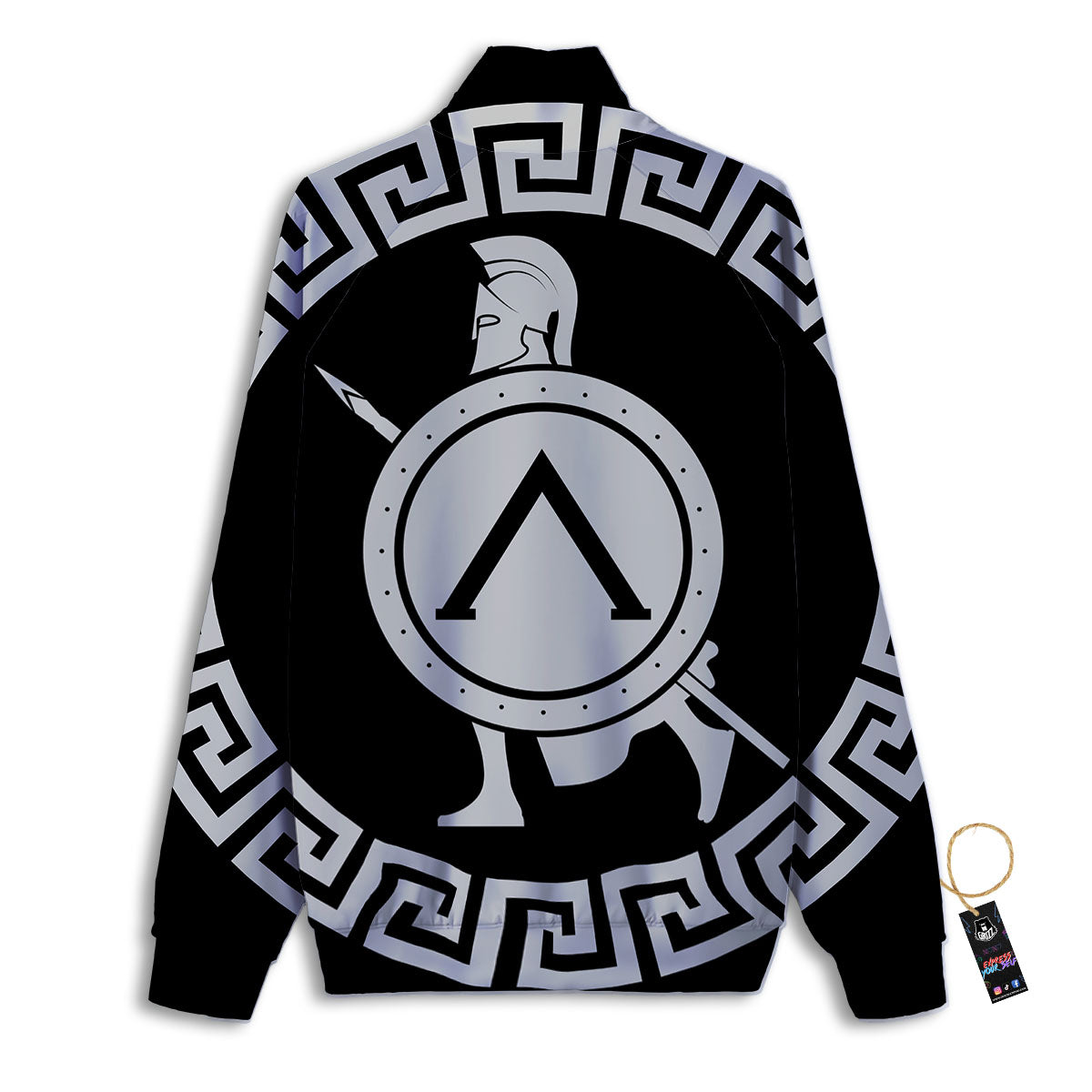 Spartan Warrior White And Black Print Track Jacket-grizzshop