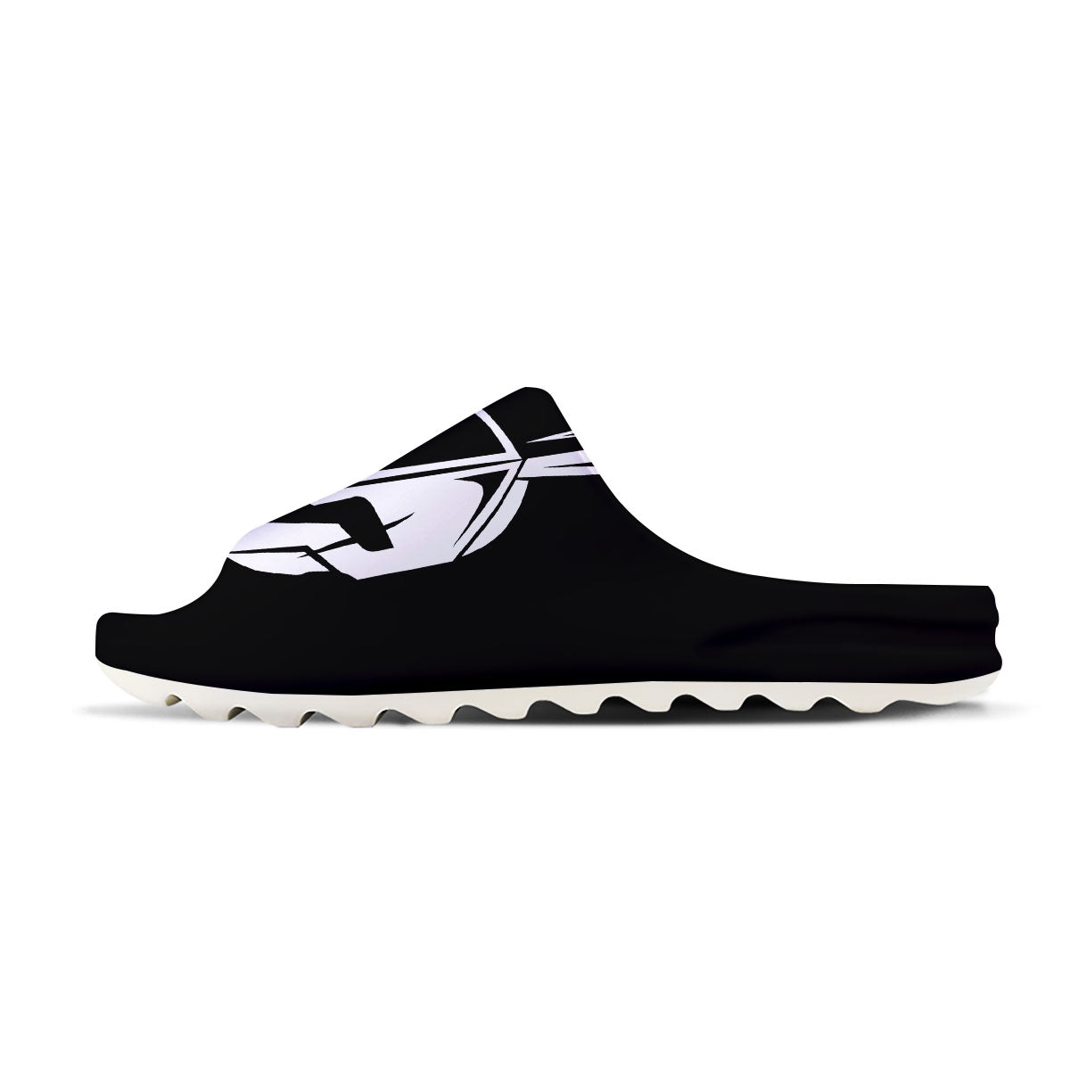 Spartan Helmet White And Black Print Sandals-grizzshop