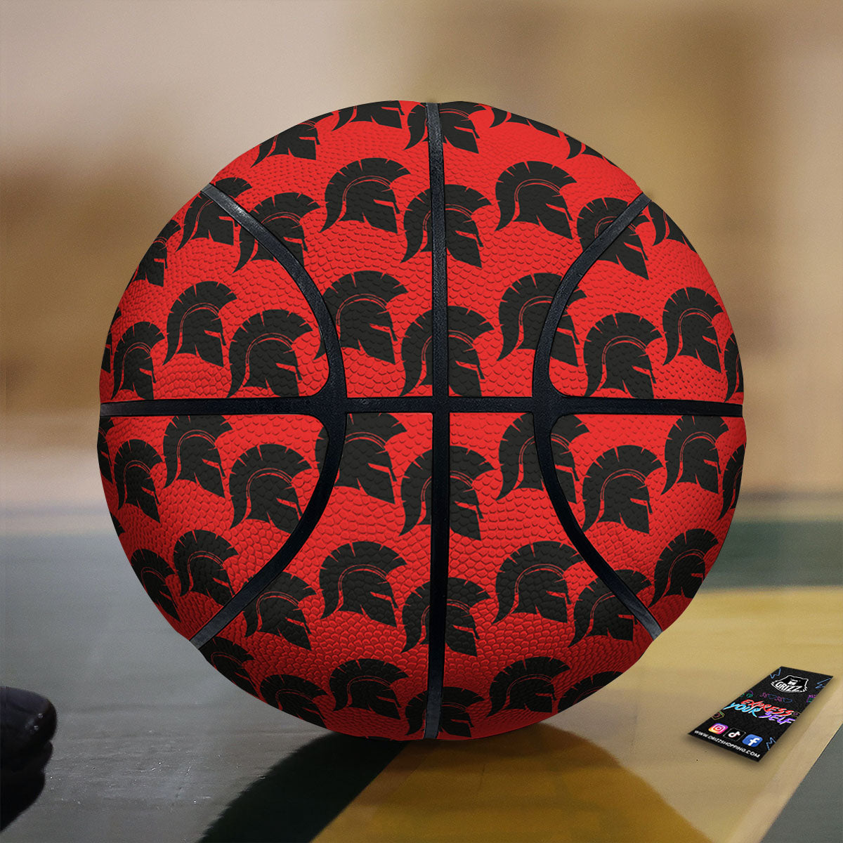 Spartan Red And Black Print Pattern Basketball