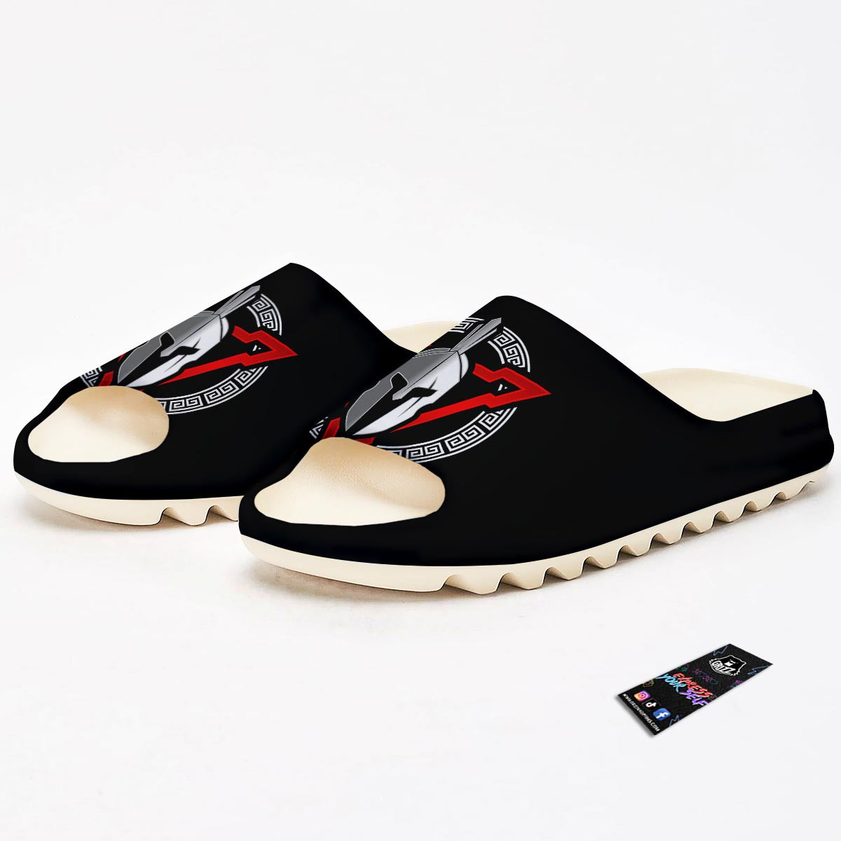 Spartan Red And White Print Sandals-grizzshop