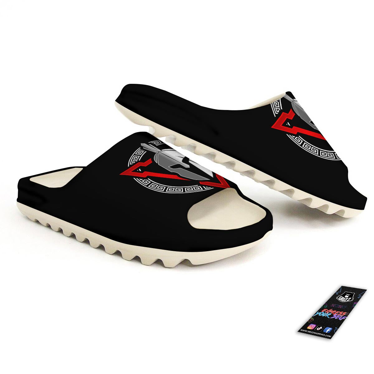 Spartan Red And White Print Sandals-grizzshop