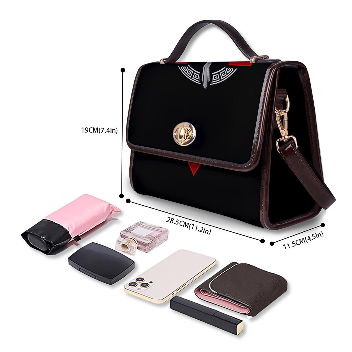 Spartan Red And White Print Women's Satchel Bag