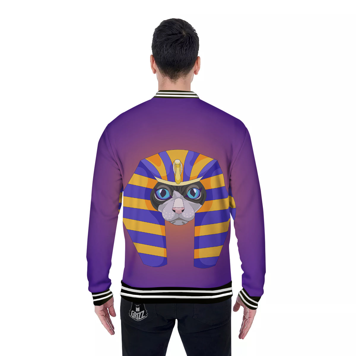 Sphynx Cat Pharaoh Print Baseball Jacket-grizzshop