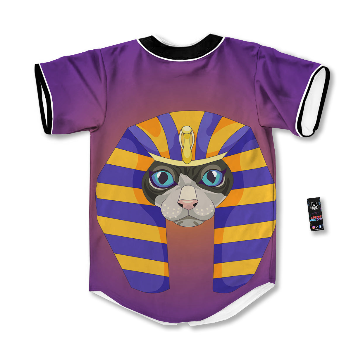 Sphynx Cat Pharaoh Print Baseball Jersey-grizzshop