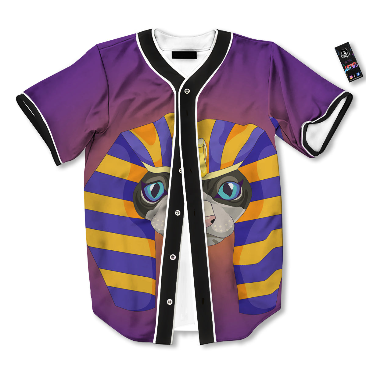 Sphynx Cat Pharaoh Print Baseball Jersey-grizzshop