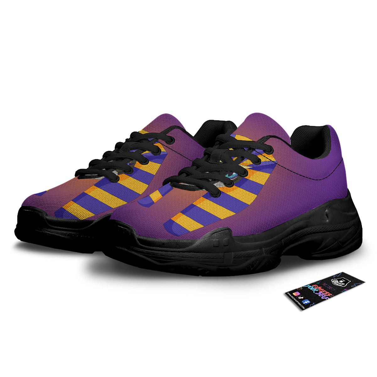 Sphynx Cat Pharaoh Print Black Chunky Shoes-grizzshop