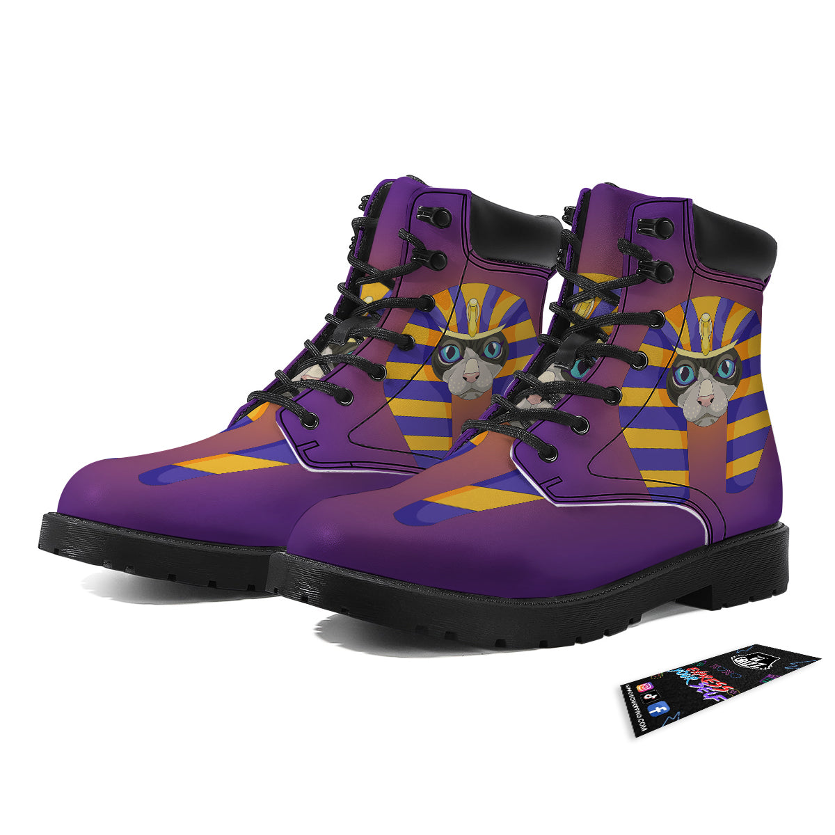 Sphynx Cat Pharaoh Print Boots-grizzshop