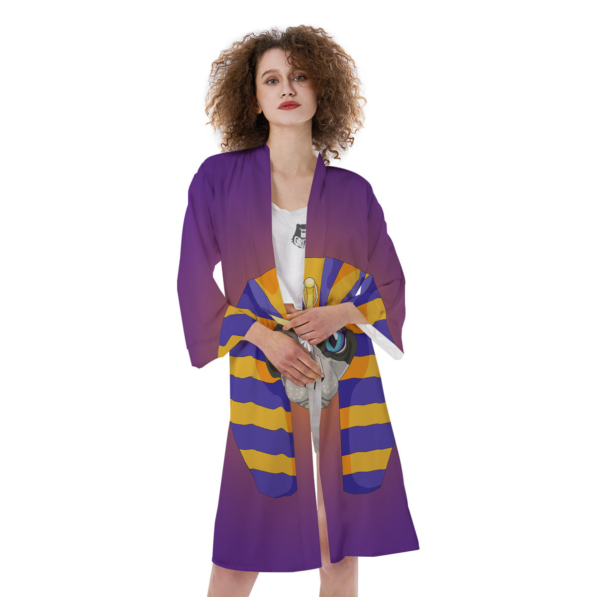 Sphynx Cat Pharaoh Print Kimono-grizzshop