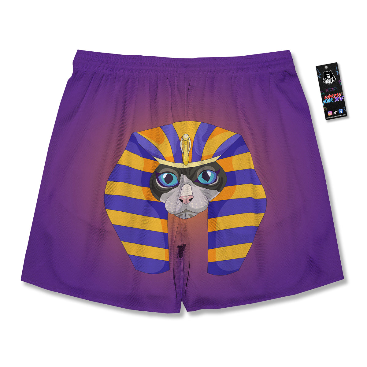 Sphynx Cat Pharaoh Print Men's Running Shorts-grizzshop