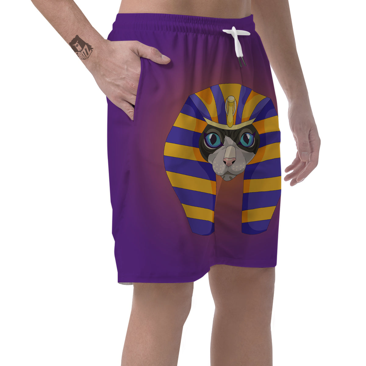 Sphynx Cat Pharaoh Print Men's Shorts-grizzshop