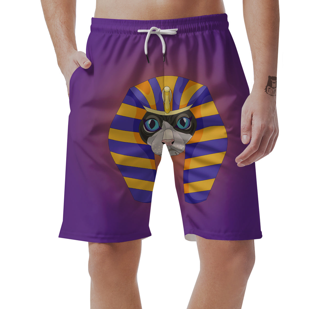 Sphynx Cat Pharaoh Print Men's Shorts-grizzshop