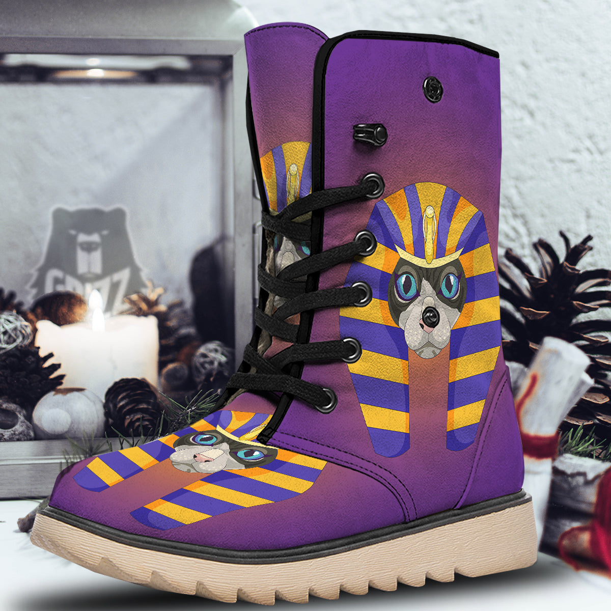 Sphynx Cat Pharaoh Print Snow Boots-grizzshop