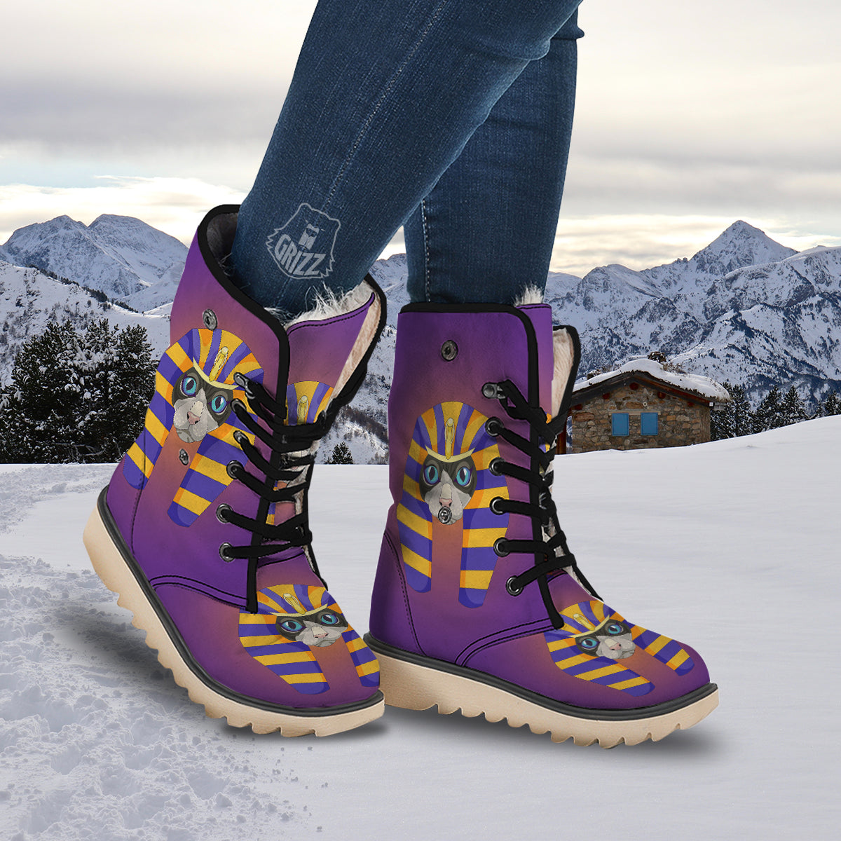 Sphynx Cat Pharaoh Print Snow Boots-grizzshop