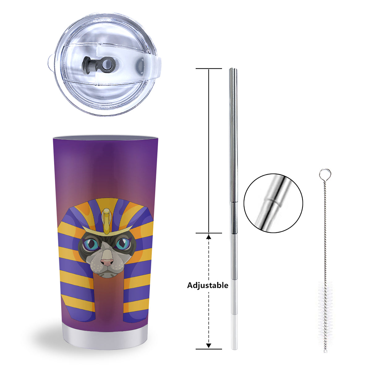 Sphynx Cat Pharaoh Print Tumbler-grizzshop