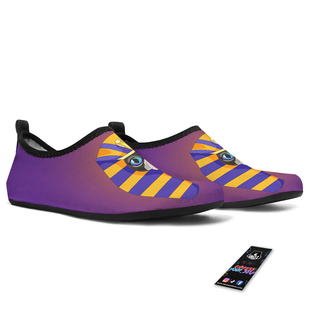 Sphynx Cat Pharaoh Print Water Shoes-grizzshop