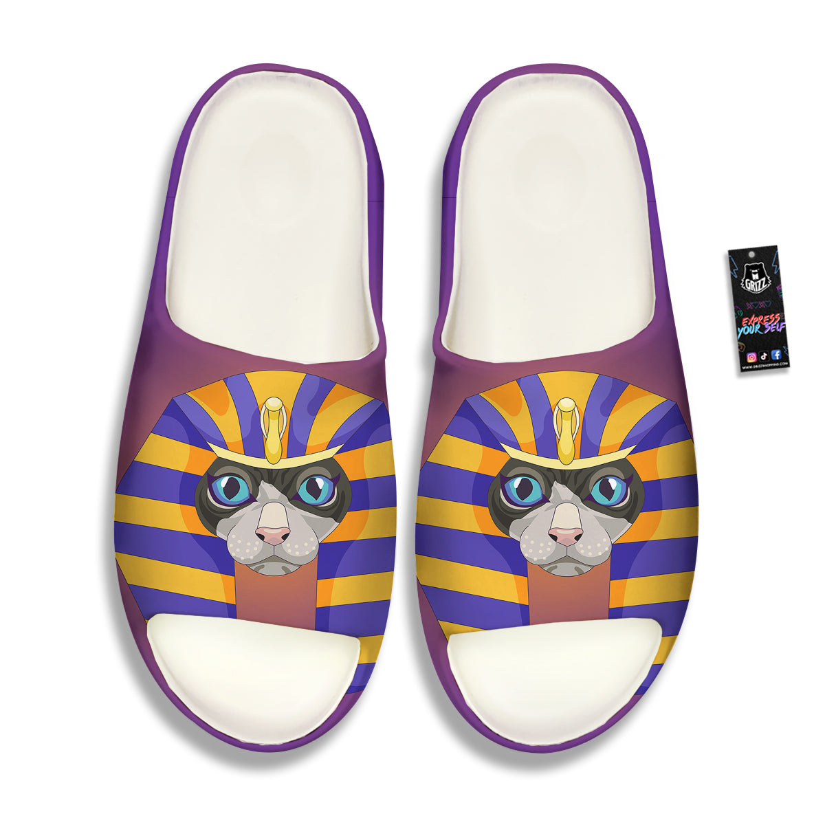 Sphynx Cat Pharaoh Print Sandals-grizzshop