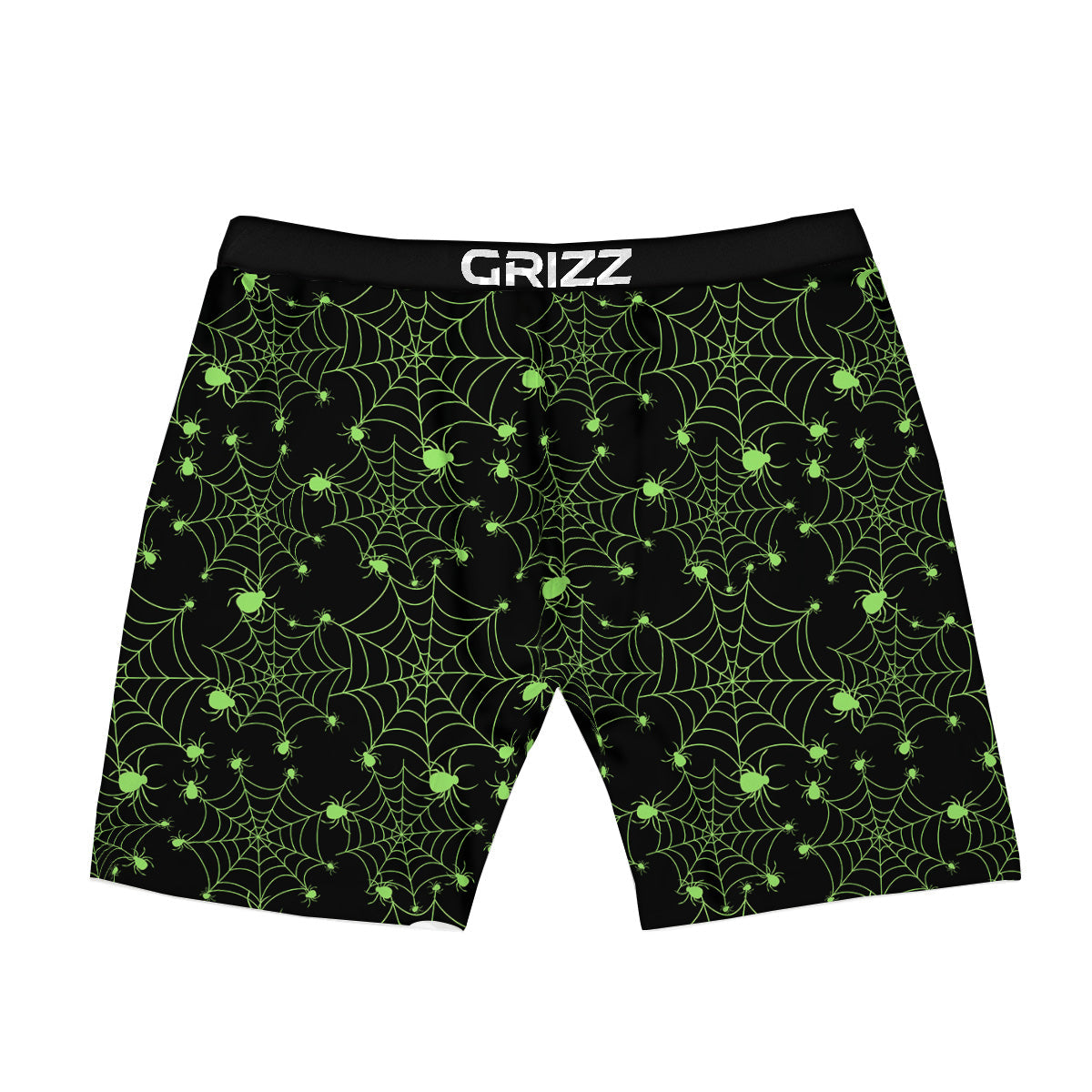 Spider Black And Green Neon Spider Web Print Pattern Boxer Briefs-grizzshop