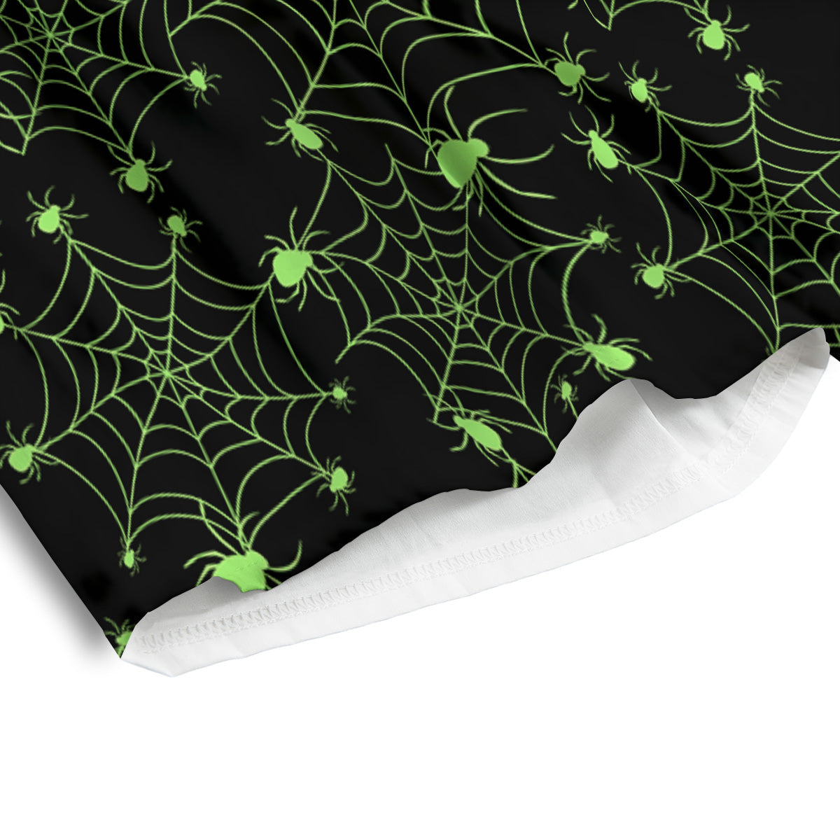 Spider Black And Green Neon Spider Web Print Pattern Men's Athletic Shorts