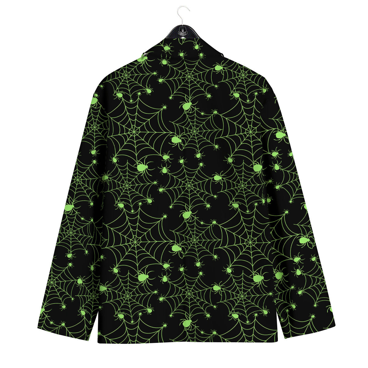 Spider Black And Green Neon Spider Web Print Pattern Men's Sport Coat-grizzshop