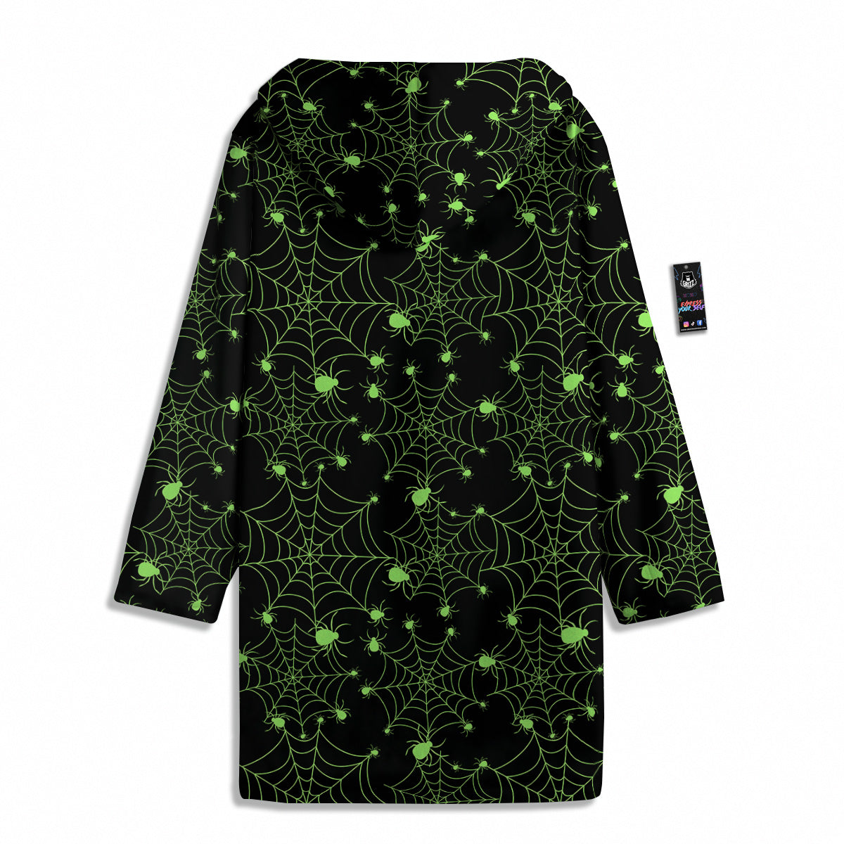 Spider Black And Green Neon Spider Web Print Pattern Men's Windbreaker Jacket-grizzshop
