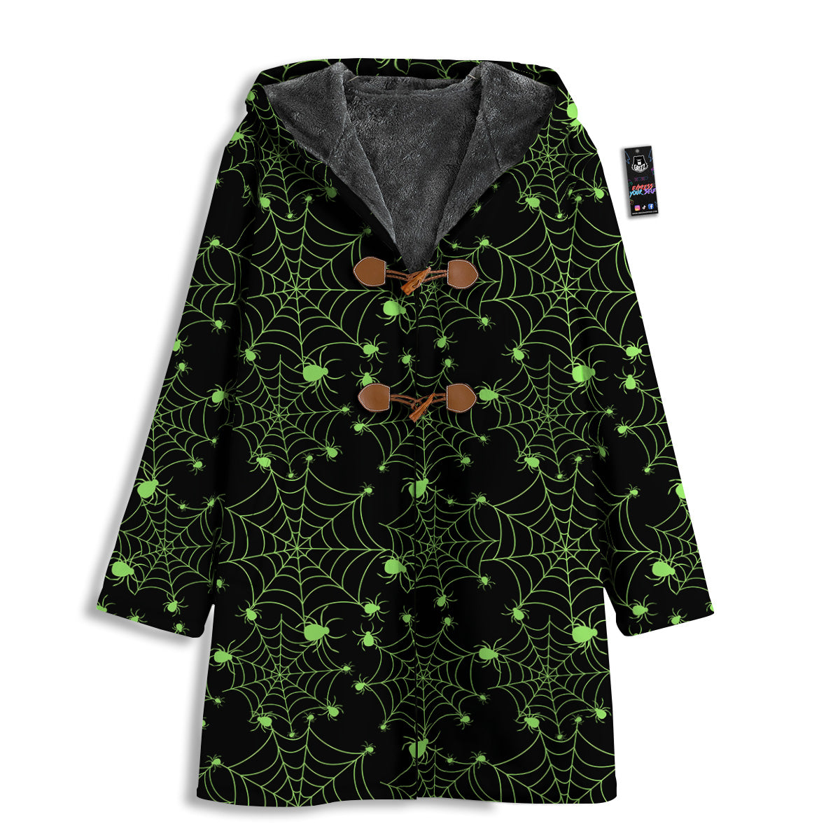 Spider Black And Green Neon Spider Web Print Pattern Men's Windbreaker Jacket-grizzshop