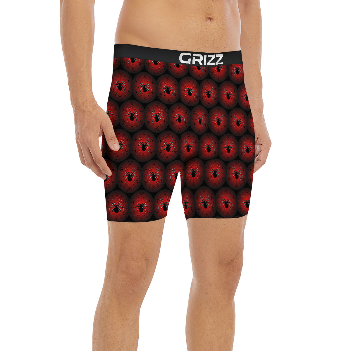 Spider Black And Red Spider Web Print Pattern Boxer Briefs-grizzshop