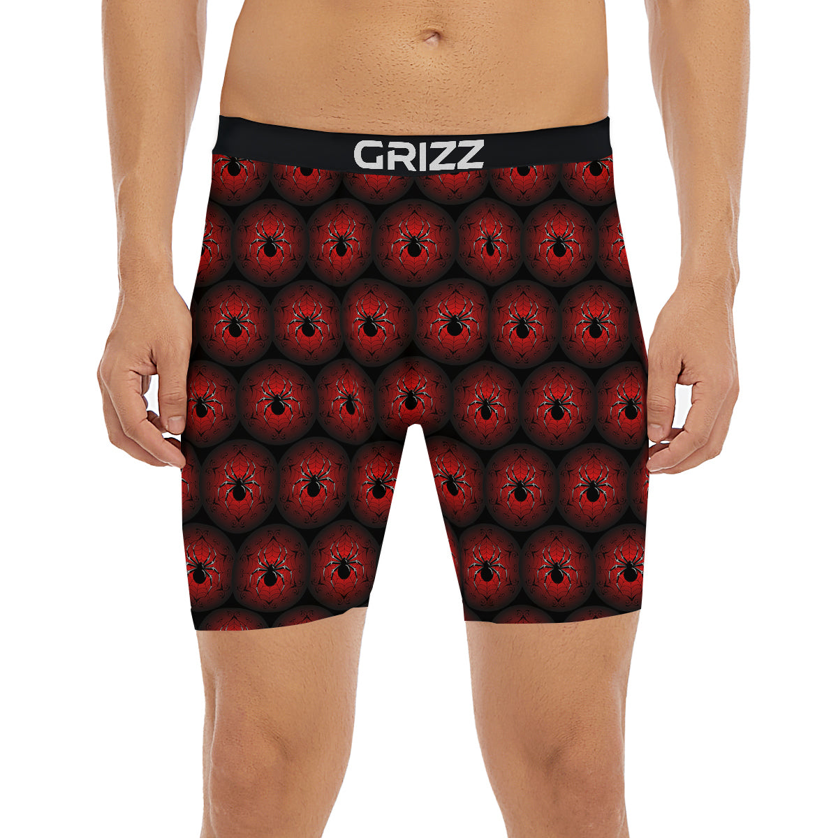 Spider Black And Red Spider Web Print Pattern Boxer Briefs-grizzshop