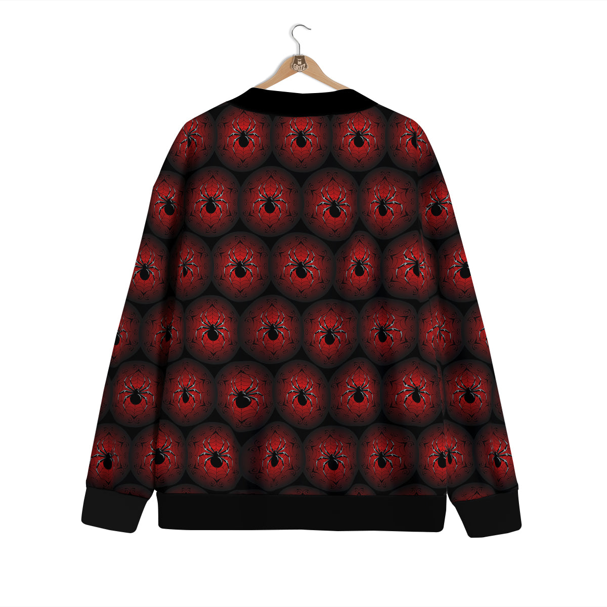 Spider Black And Red Spider Web Print Pattern Cardigan-grizzshop