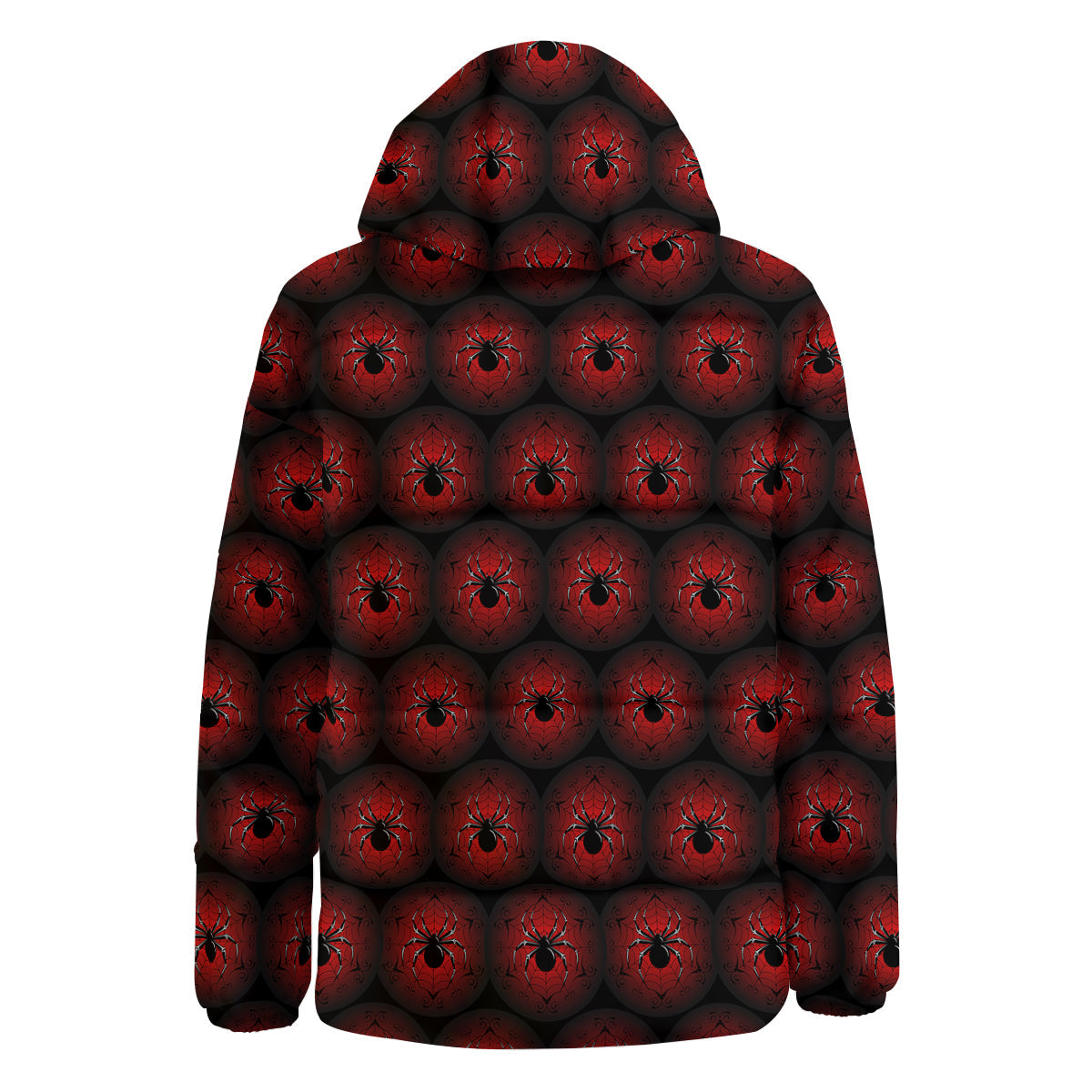 Spider Black And Red Spider Web Print Pattern Down Jacket-grizzshop