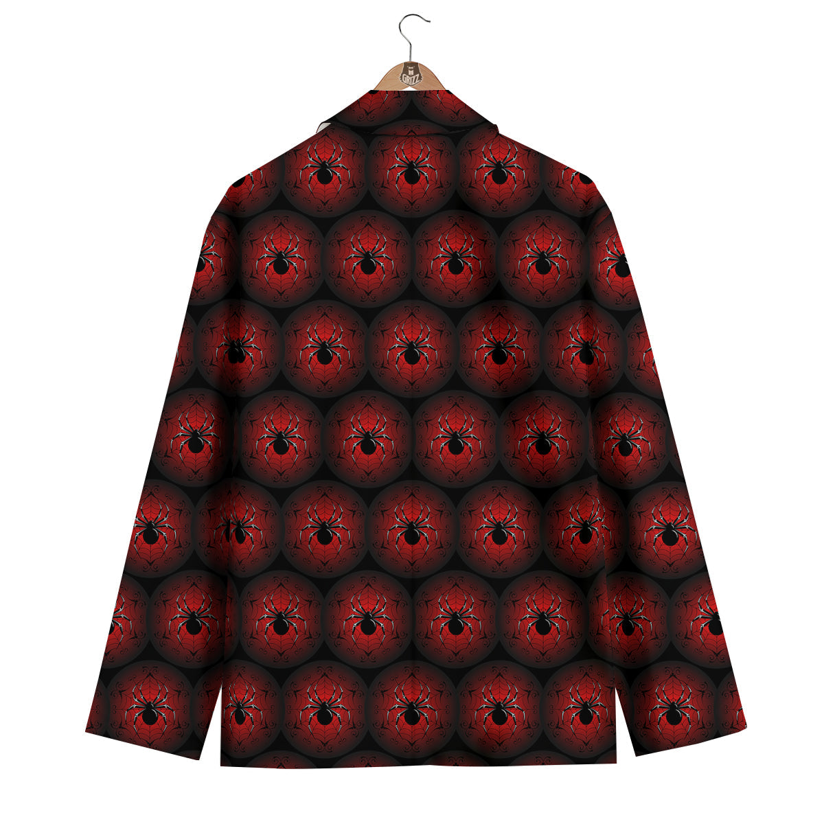 Spider Black And Red Spider Web Print Pattern Men's Blazer-grizzshop
