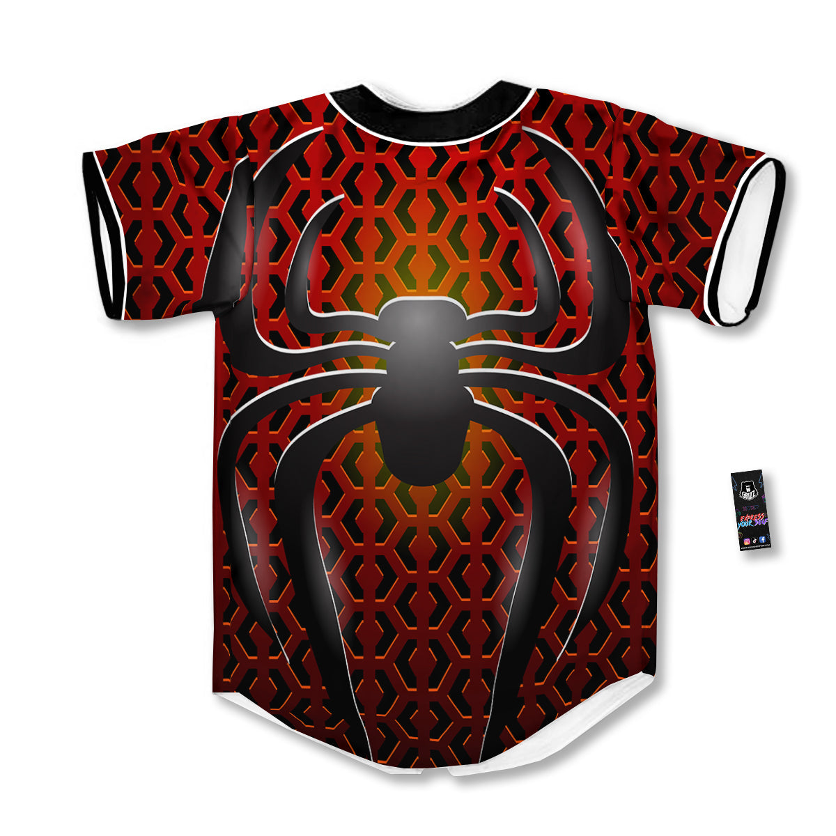 Spider Icon on Red Metal Print Baseball Jersey-grizzshop
