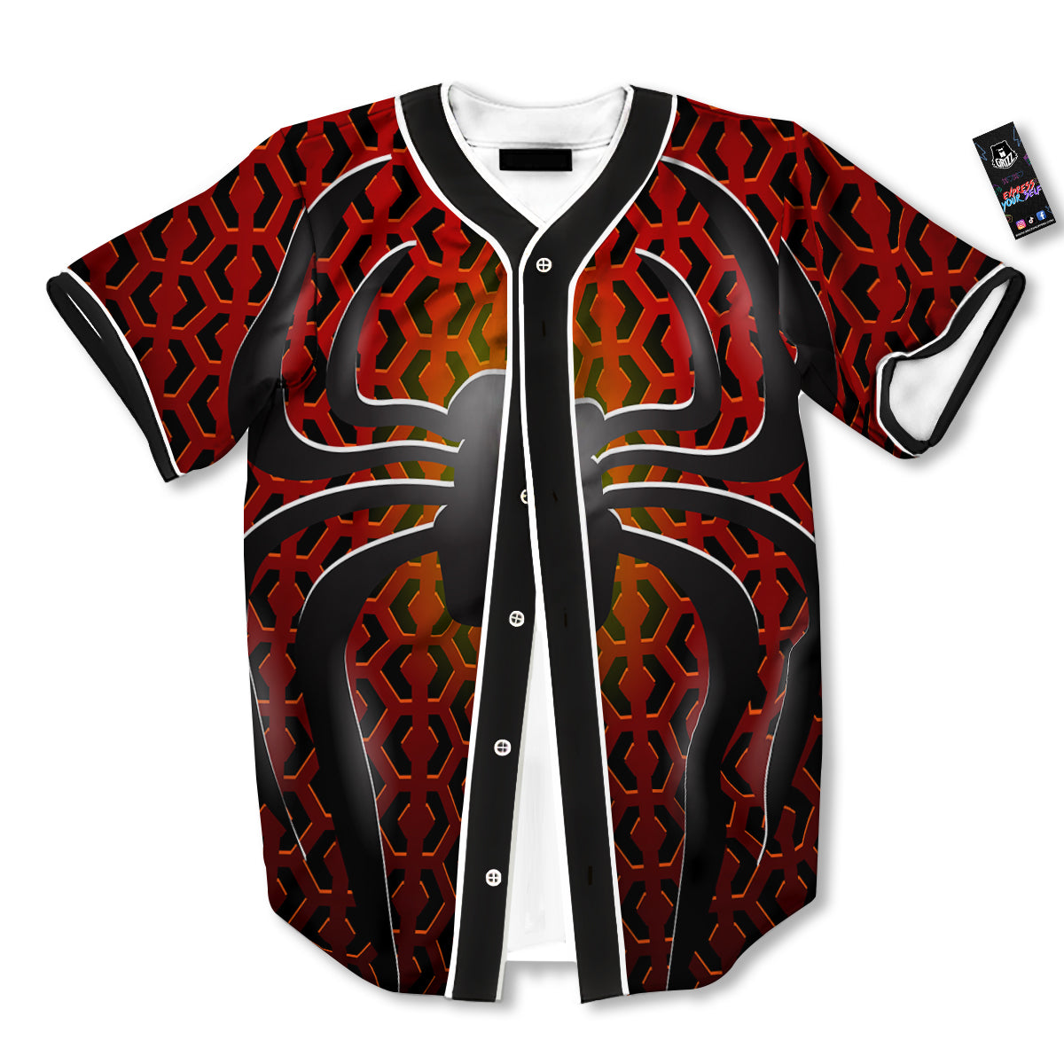 Spider Icon on Red Metal Print Baseball Jersey-grizzshop