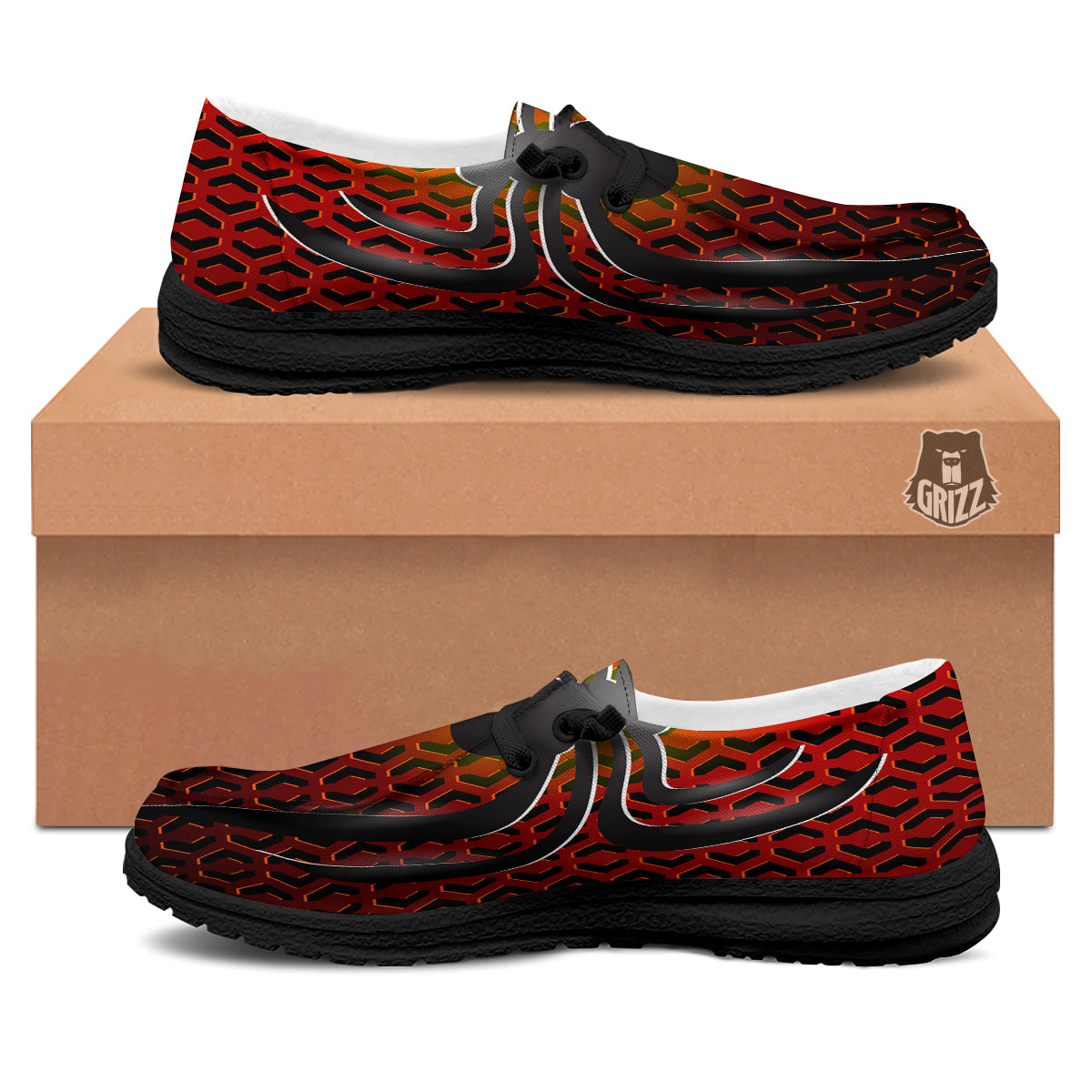 Spider Icon on Red Metal Print Black Loafers-grizzshop