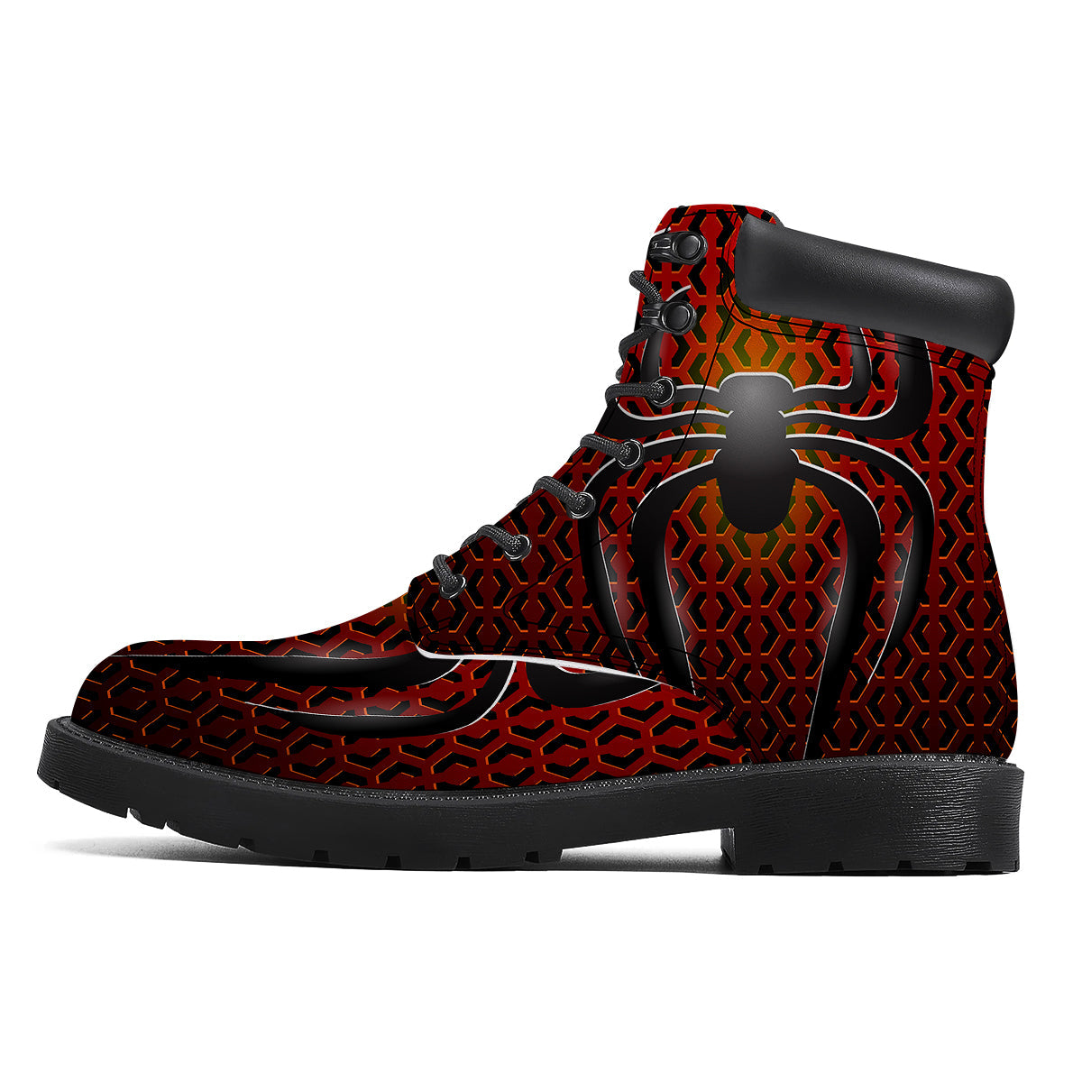 Spider Icon on Red Metal Print Boots-grizzshop
