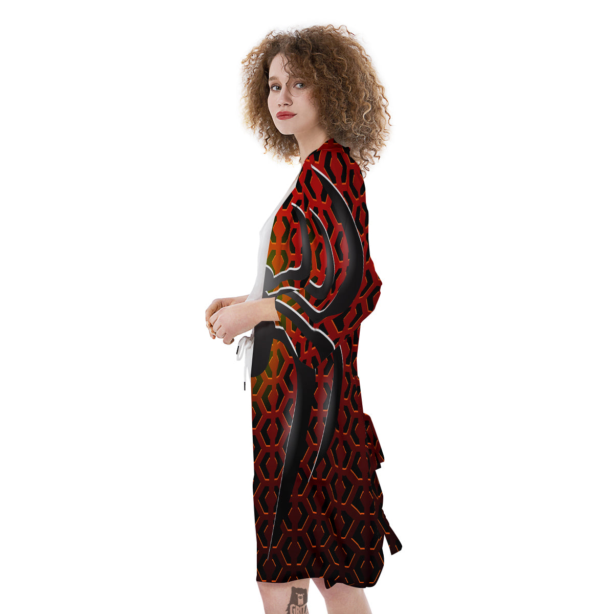 Spider Icon on Red Metal Print Kimono-grizzshop