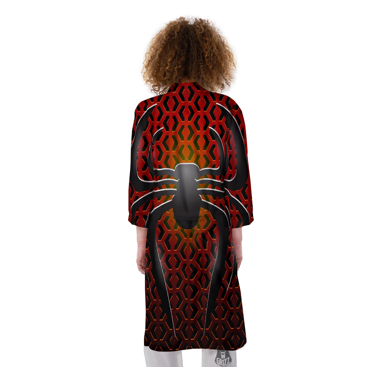 Spider Icon on Red Metal Print Kimono-grizzshop