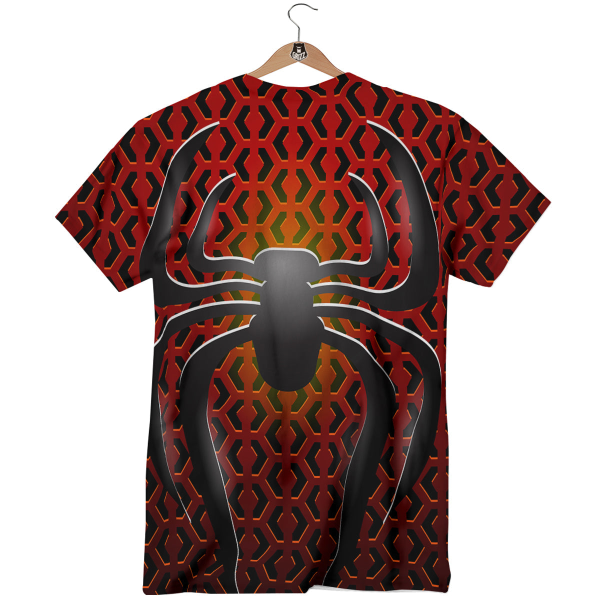 Spider Icon on Red Metal Print T-Shirt-grizzshop