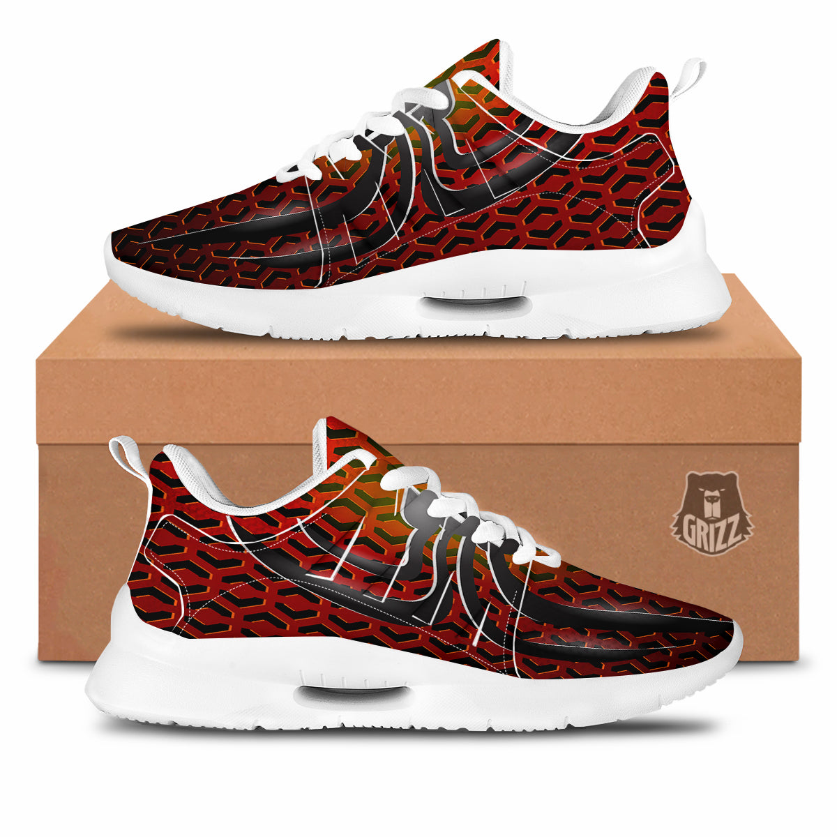 Spider Icon on Red Metal Print Tennis Shoes-grizzshop