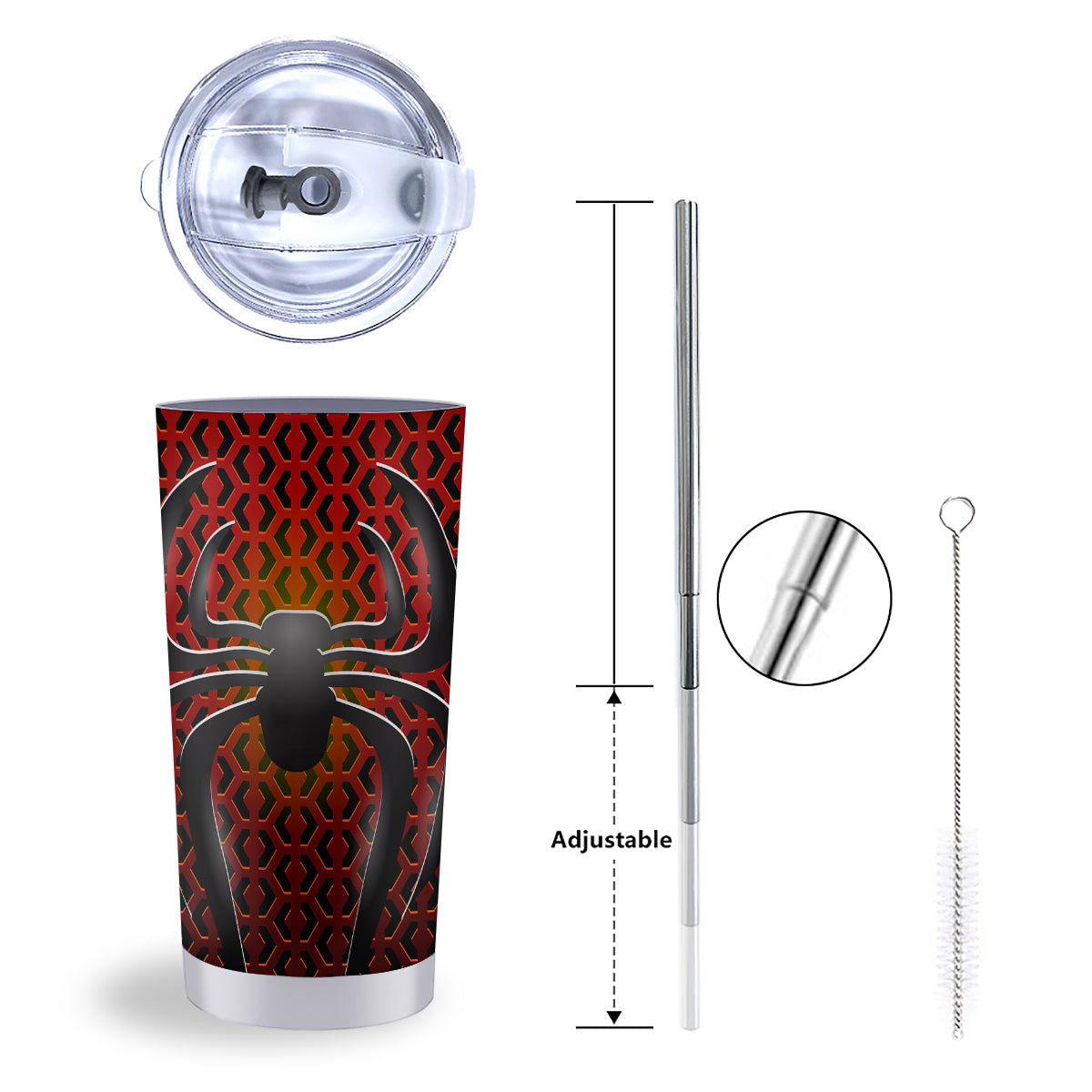 Spider Icon on Red Metal Print Tumbler-grizzshop