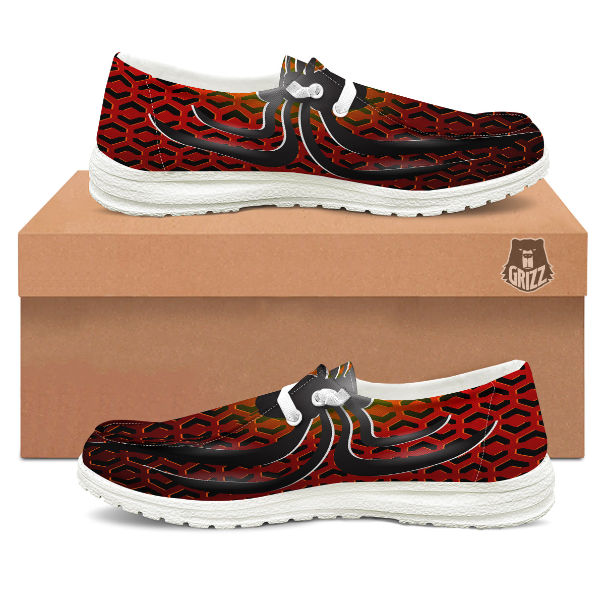 Spider Icon on Red Metal Print White Loafers-grizzshop