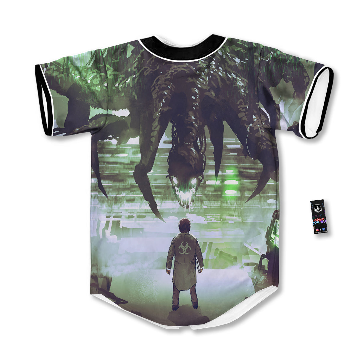 Spider Monster Print Baseball Jersey-grizzshop