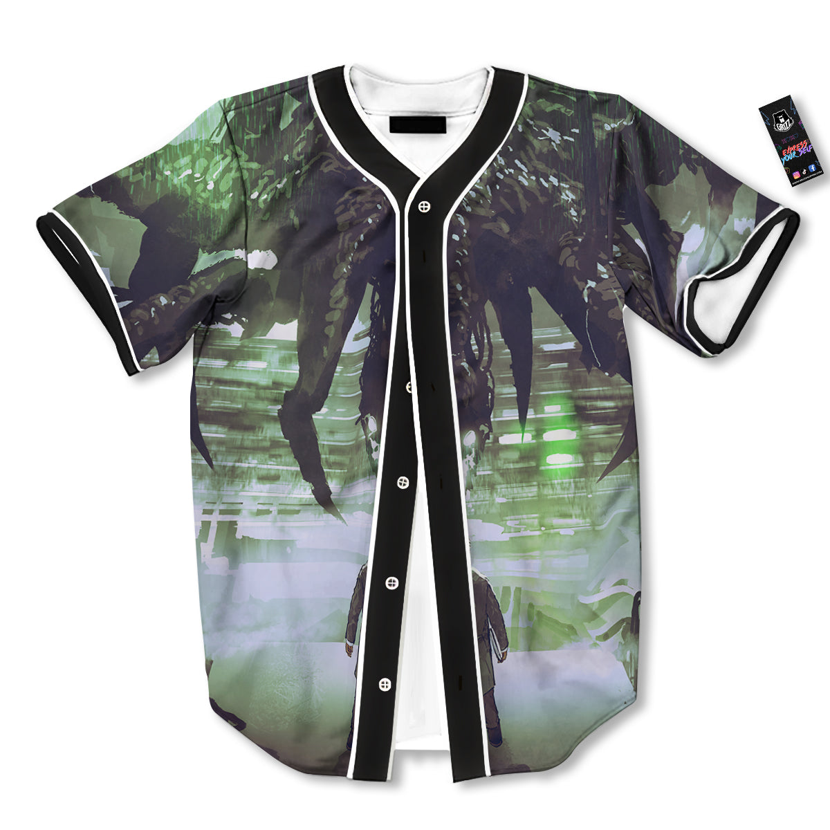 Spider Monster Print Baseball Jersey-grizzshop
