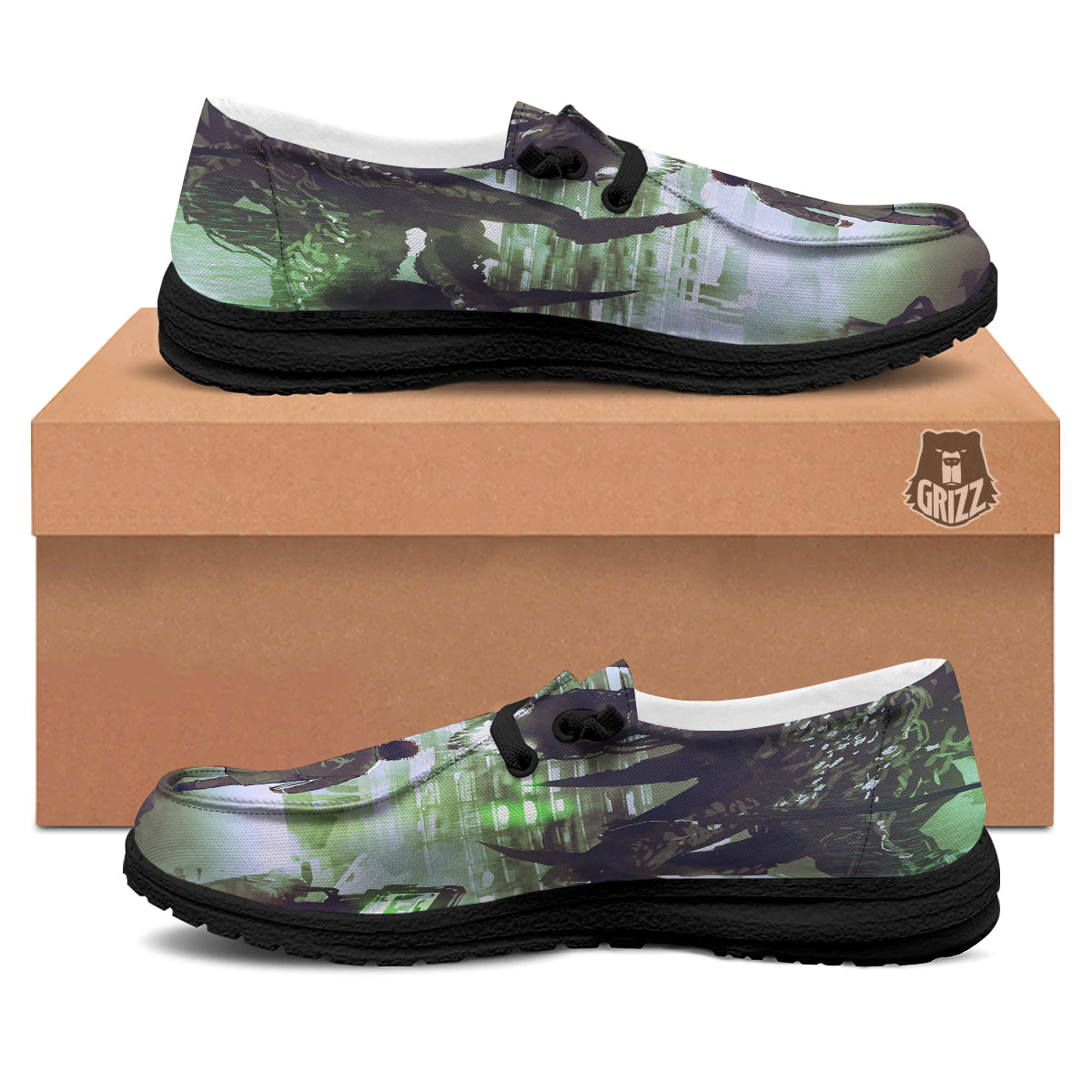 Spider Monster Print Black Loafers-grizzshop