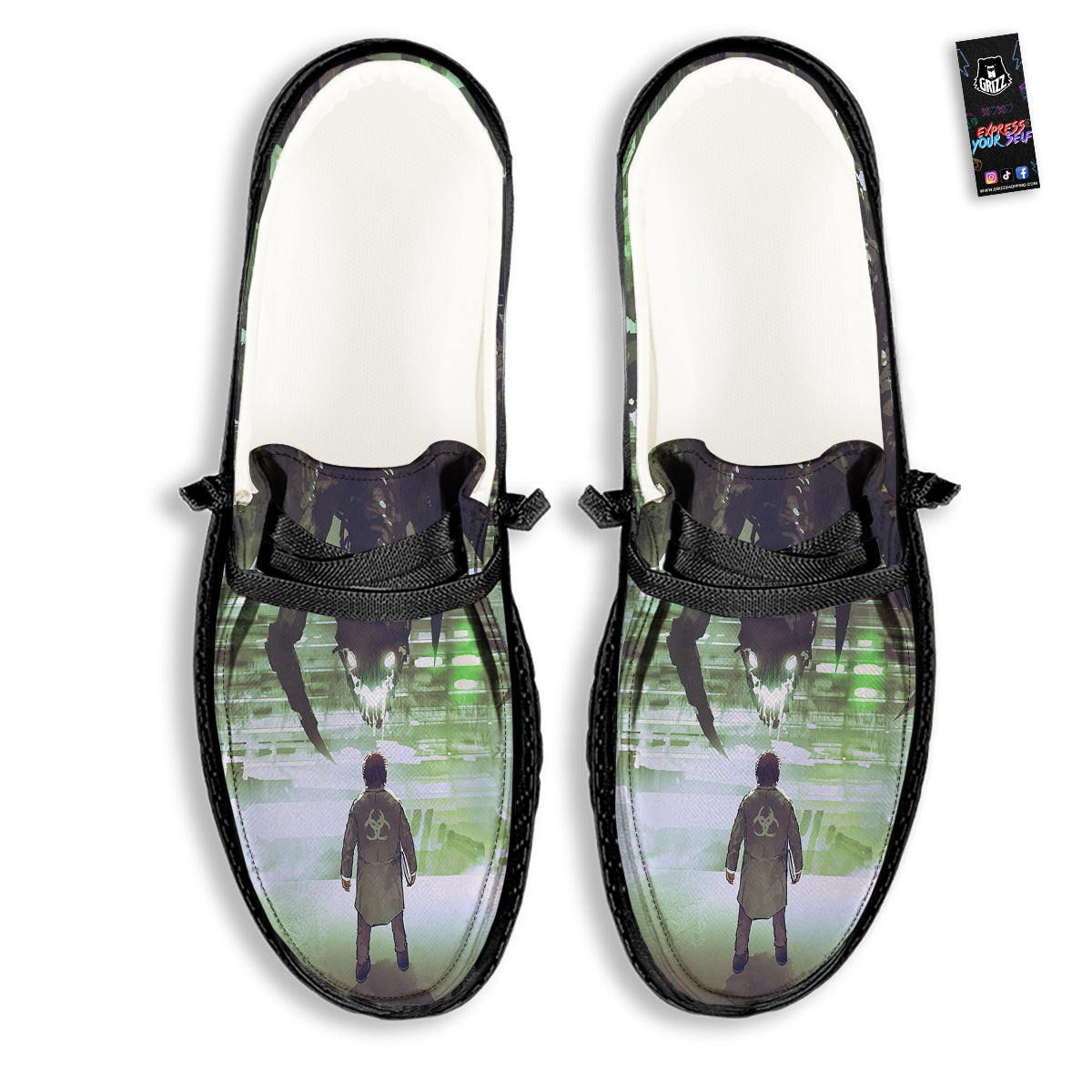Spider Monster Print Black Loafers-grizzshop